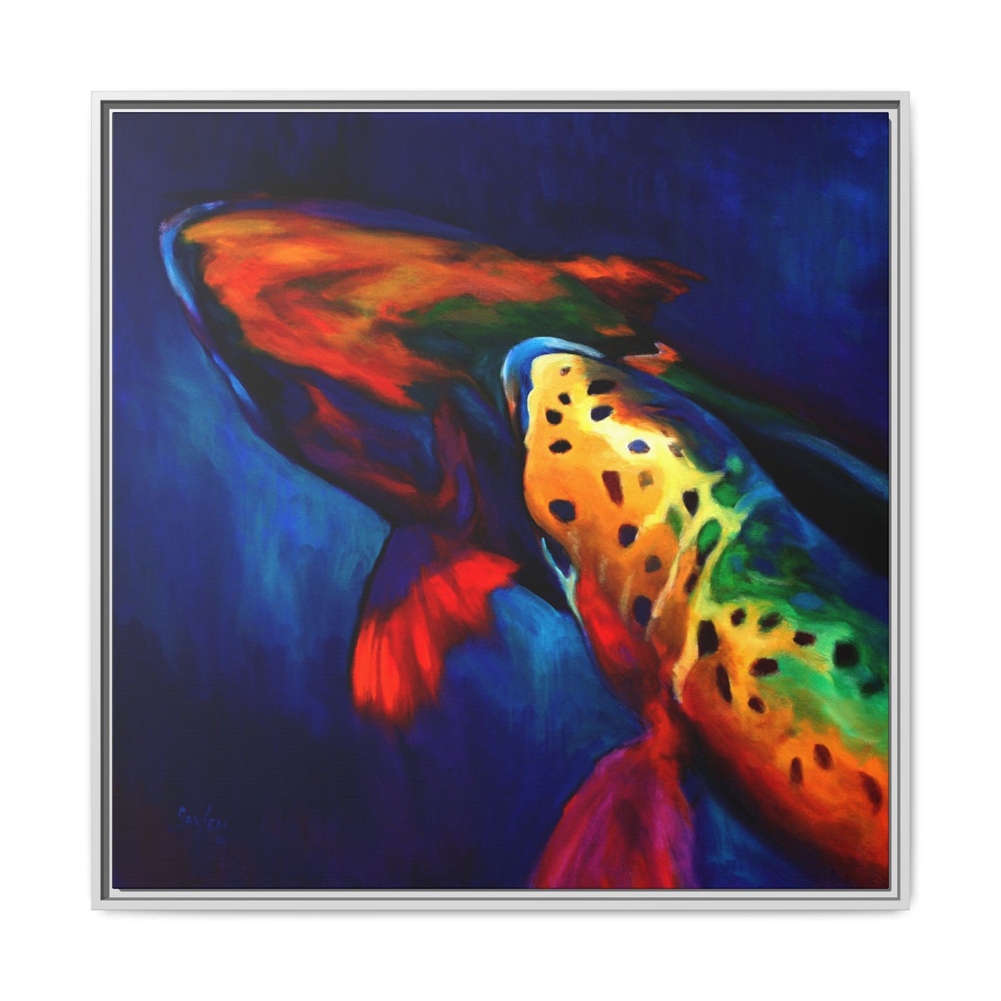Trout Dreams — Expressionist Trout Framed Art Print by Mike Savlen