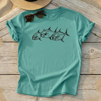 "Usual Suspects" Permit Trio Sketchy Tee - Love My Oceans T-Shirt