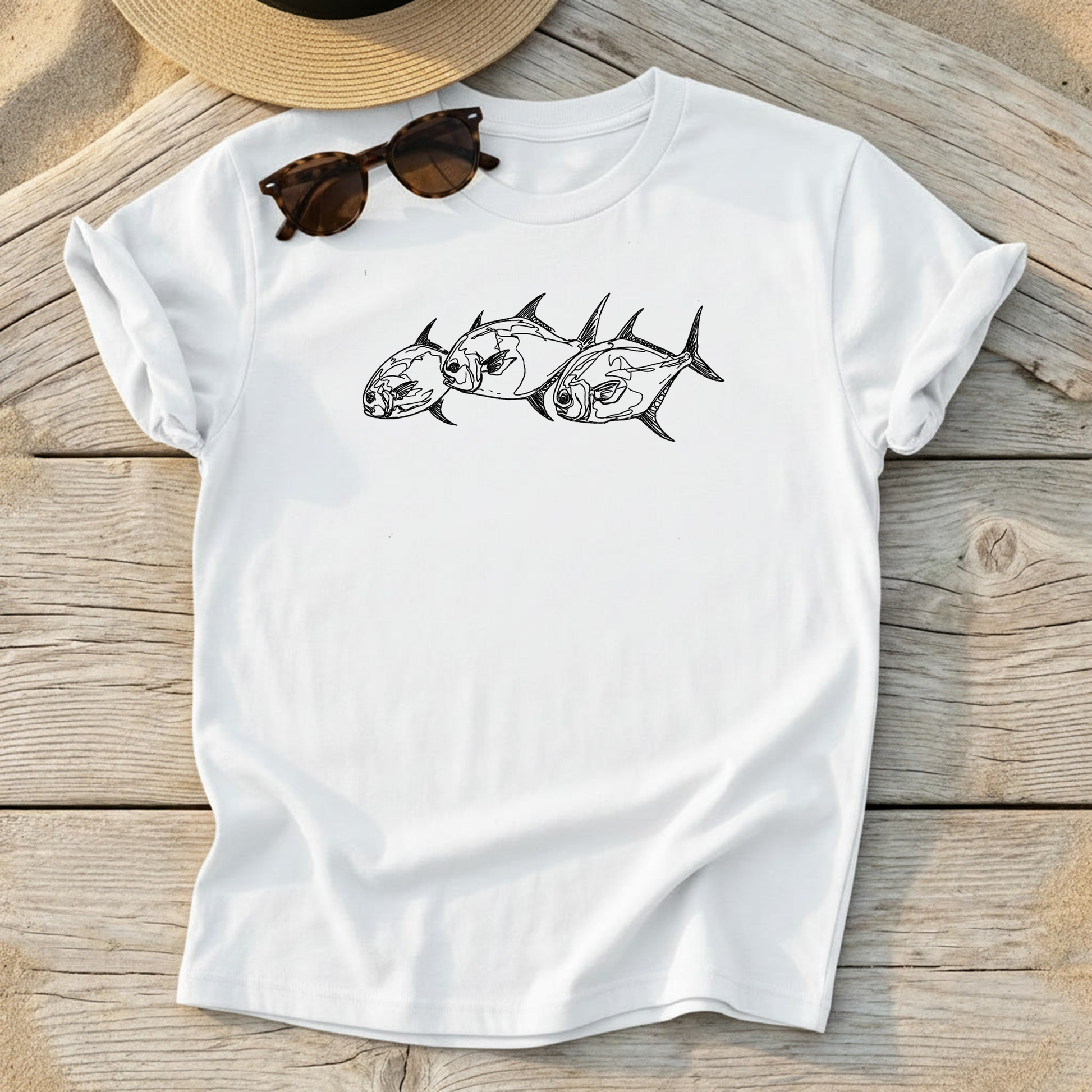 "Usual Suspects" Permit Trio Sketchy Tee - Love My Oceans T-Shirt