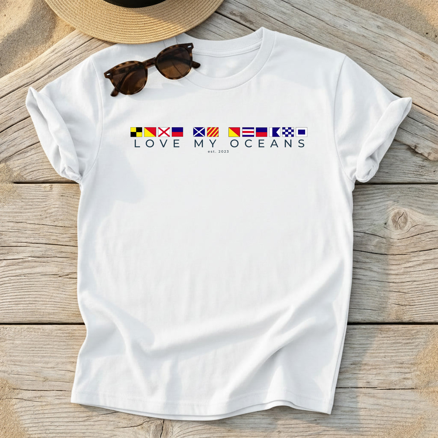 Love My Oceans Nautical Flag T-Shirt - Love My Oceans T-Shirt