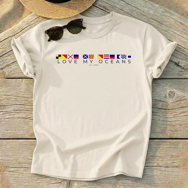 Love My Oceans Nautical Flag T-Shirt - Love My Oceans T-Shirt