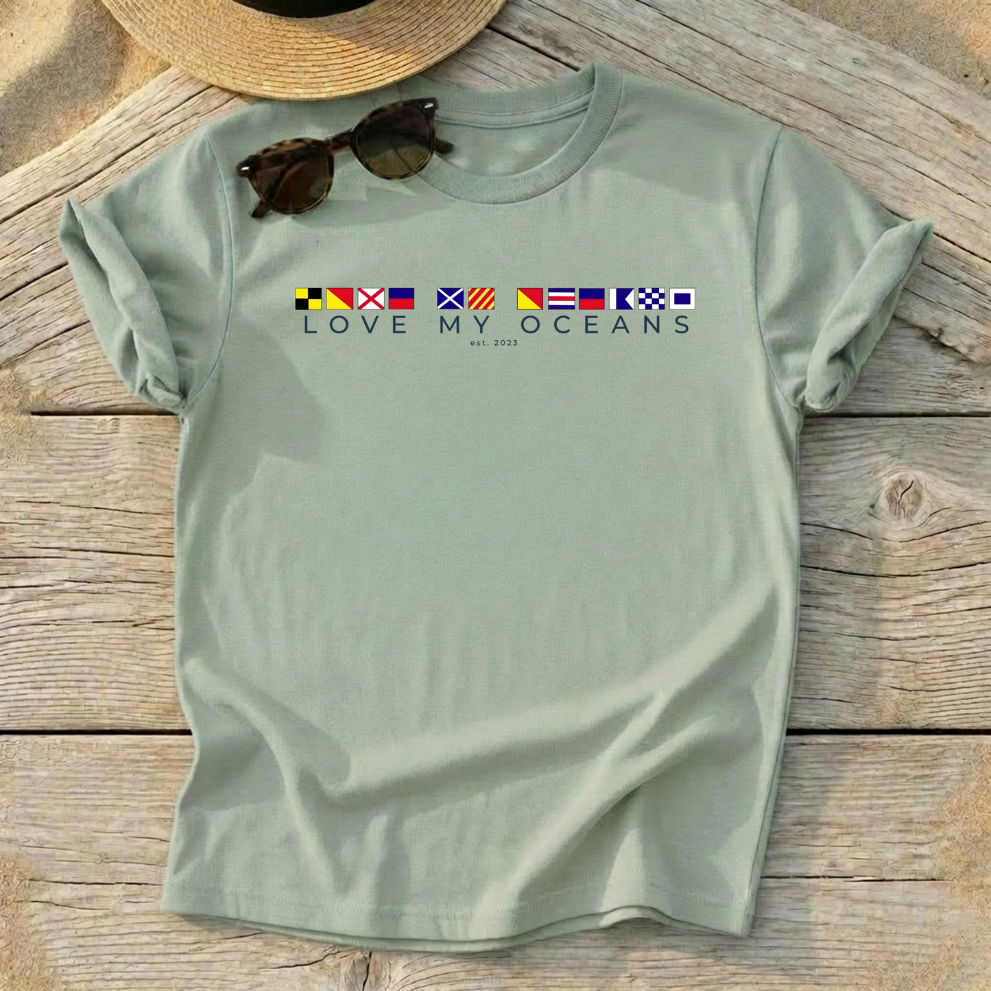 Love My Oceans Nautical Flag T-Shirt - Love My Oceans T-Shirt