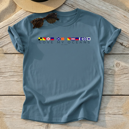 Love My Oceans Nautical Flag T-Shirt - Love My Oceans T-Shirt