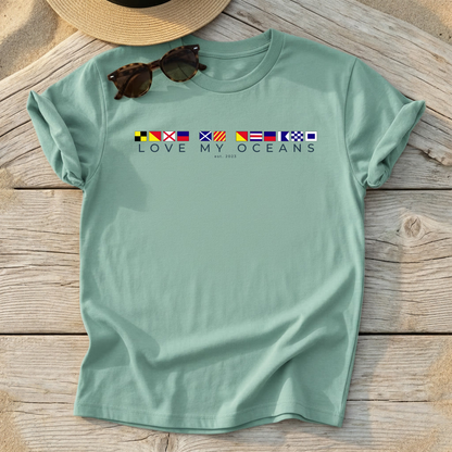 Love My Oceans Nautical Flag T-Shirt - Love My Oceans T-Shirt
