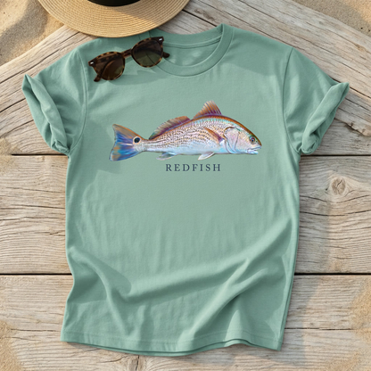 Redfish Illustration Tee — redfish fishing shirt, inshore saltwater apparel, Love My Oceans
