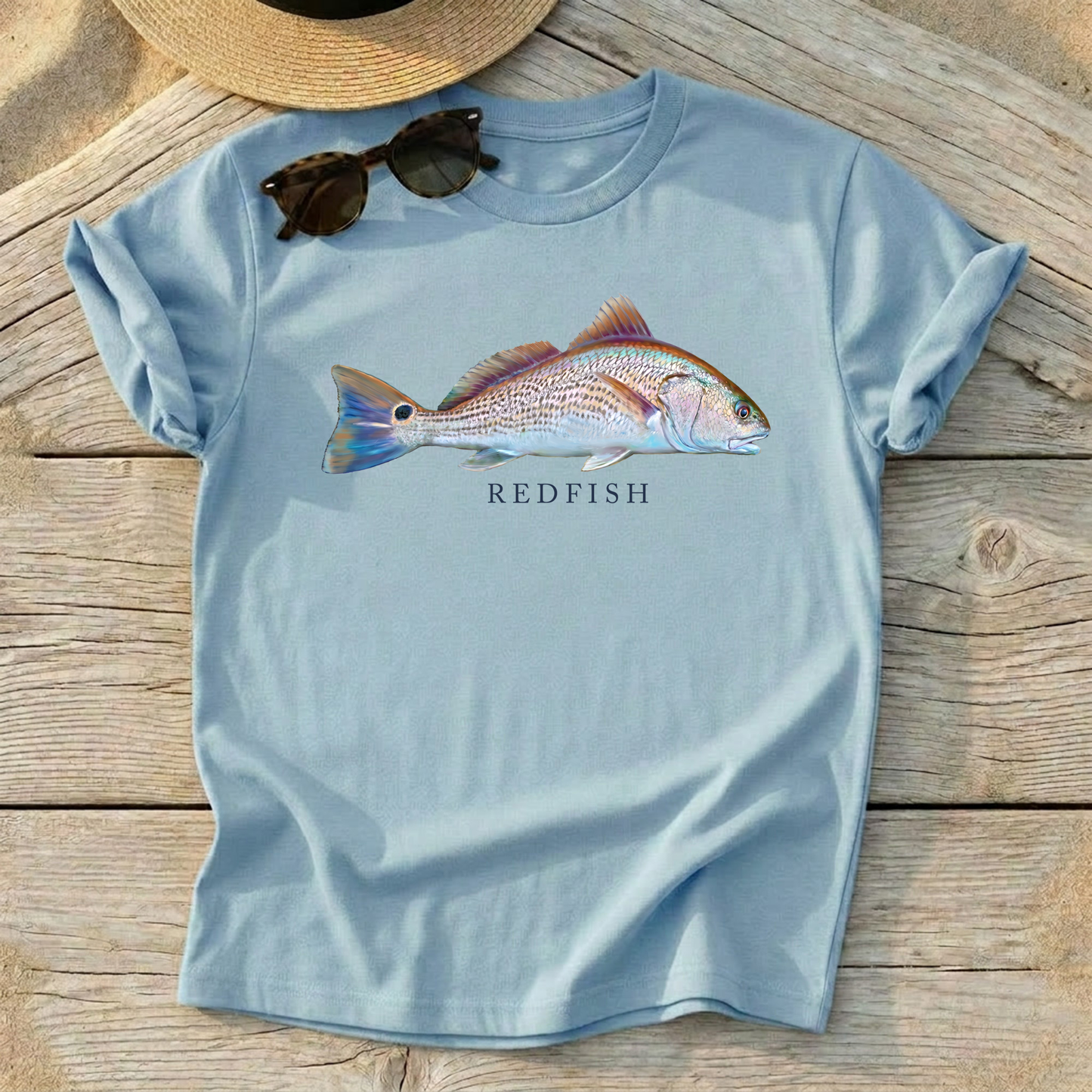 Redfish Illustration Tee — redfish fishing shirt, inshore saltwater apparel, Love My Oceans