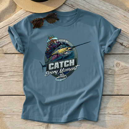 Catch Every Moment Sailfish Tee by Mike Savlen — sailfish fishing shirt, offshore apparel, Love My Oceans