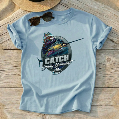 Catch Every Moment Sailfish Tee by Mike Savlen — sailfish fishing shirt, offshore apparel, Love My Oceans
