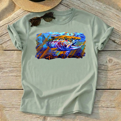 Sol Duc Steel Steelhead Art Tee — steelhead fly fishing shirt, freshwater apparel, Love My Oceans