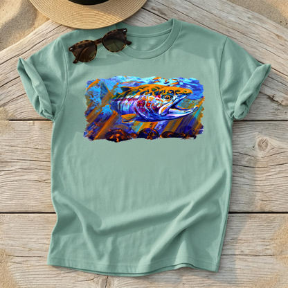 Sol Duc Steel Steelhead Art Tee — steelhead fly fishing shirt, freshwater apparel, Love My Oceans