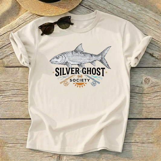 Silver Ghost Society Bonefish Tee — bonefish fly fishing shirt, flats apparel, Love My Oceans