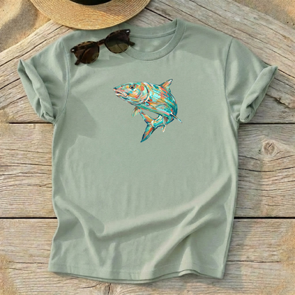 Bonefish Art Tee — bonefish fly fishing shirt, flats fishing apparel, Love My Oceans