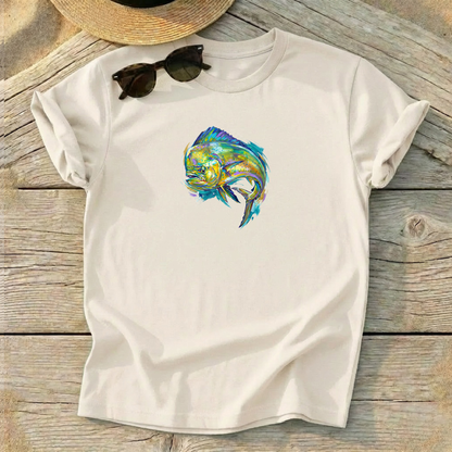 Mahi Mahi Art Tee — mahi-mahi fishing shirt, offshore colorful apparel, Love My Oceans