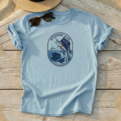 Offshore Club Sailfish Tee — sailfish sport fishing shirt, offshore apparel, Love My Oceans