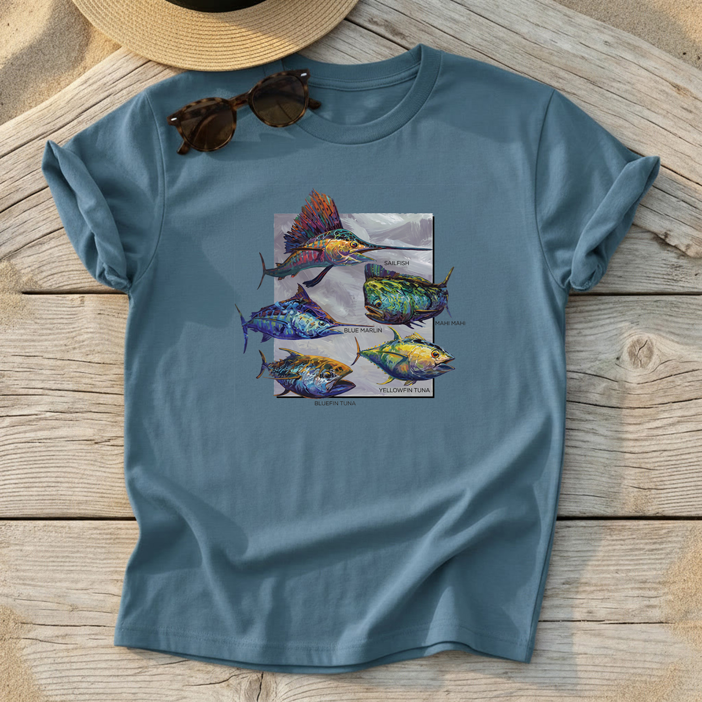 Pelagics Tee — offshore fishing shirt, pelagic fish apparel, Love My Oceans
