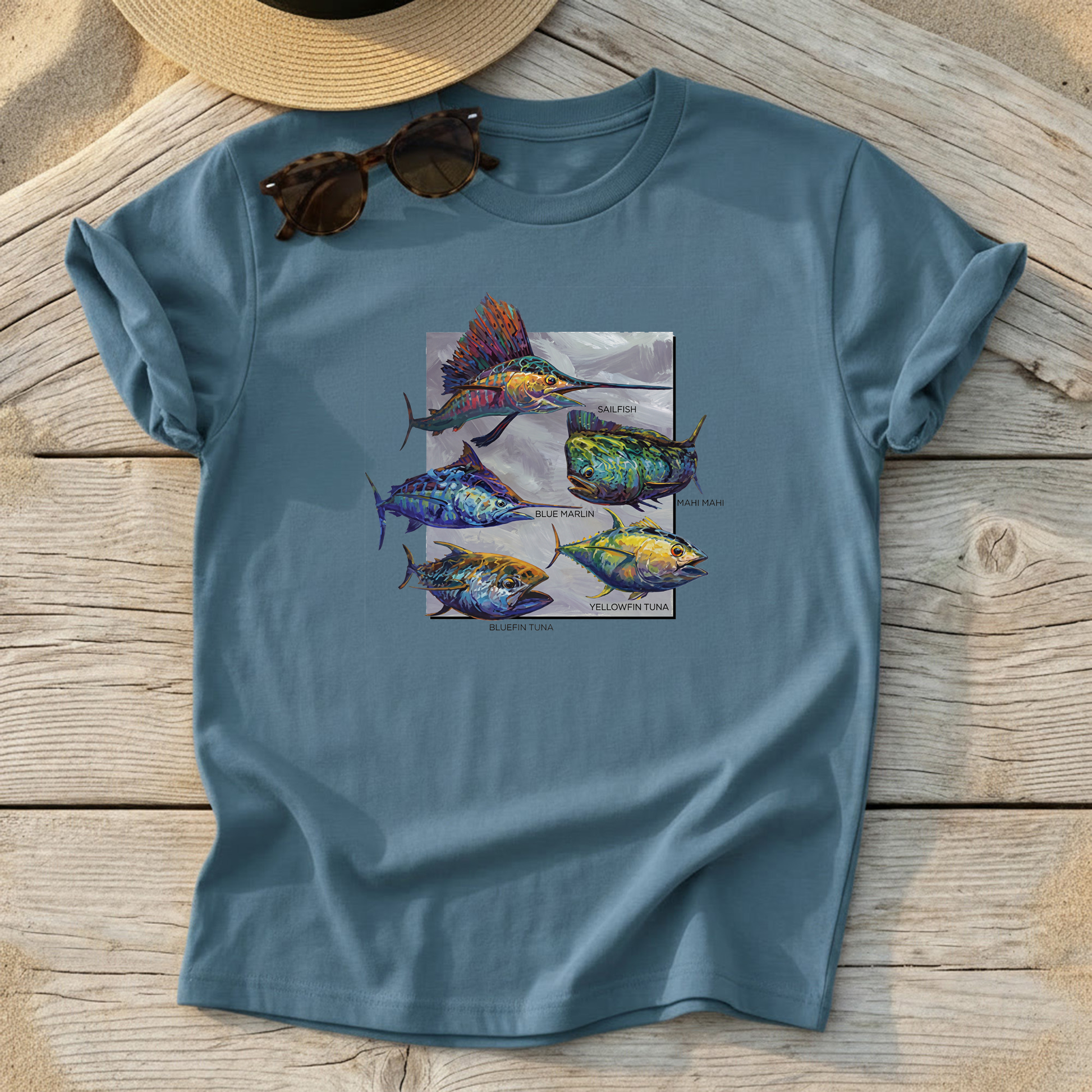 Pelagics Tee — offshore fishing shirt, pelagic fish apparel, Love My Oceans