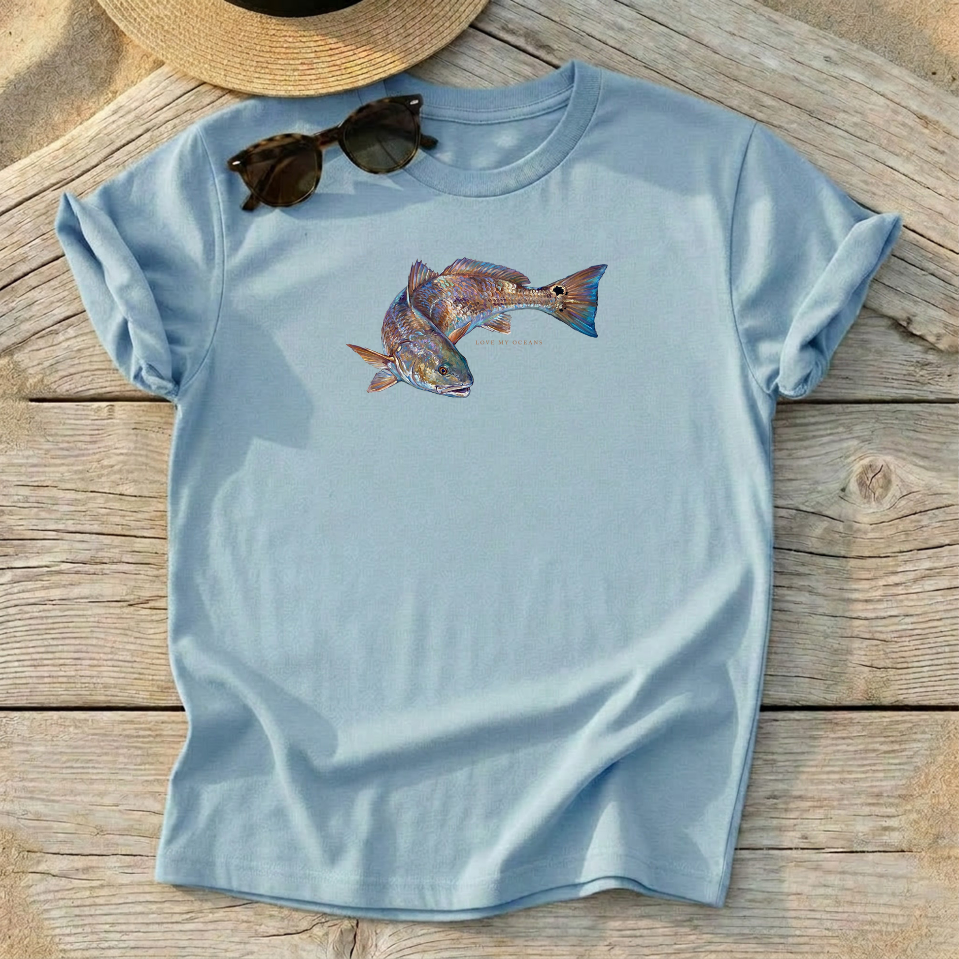 Redfish Painting Tee — redfish inshore fishing shirt, saltwater apparel, Love My Oceans