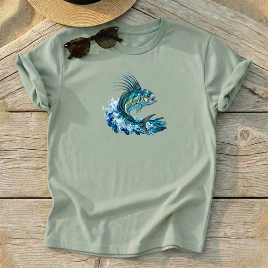 Roosterfish Tee — sport fishing shirt, coastal roosterfish apparel, Love My Oceans