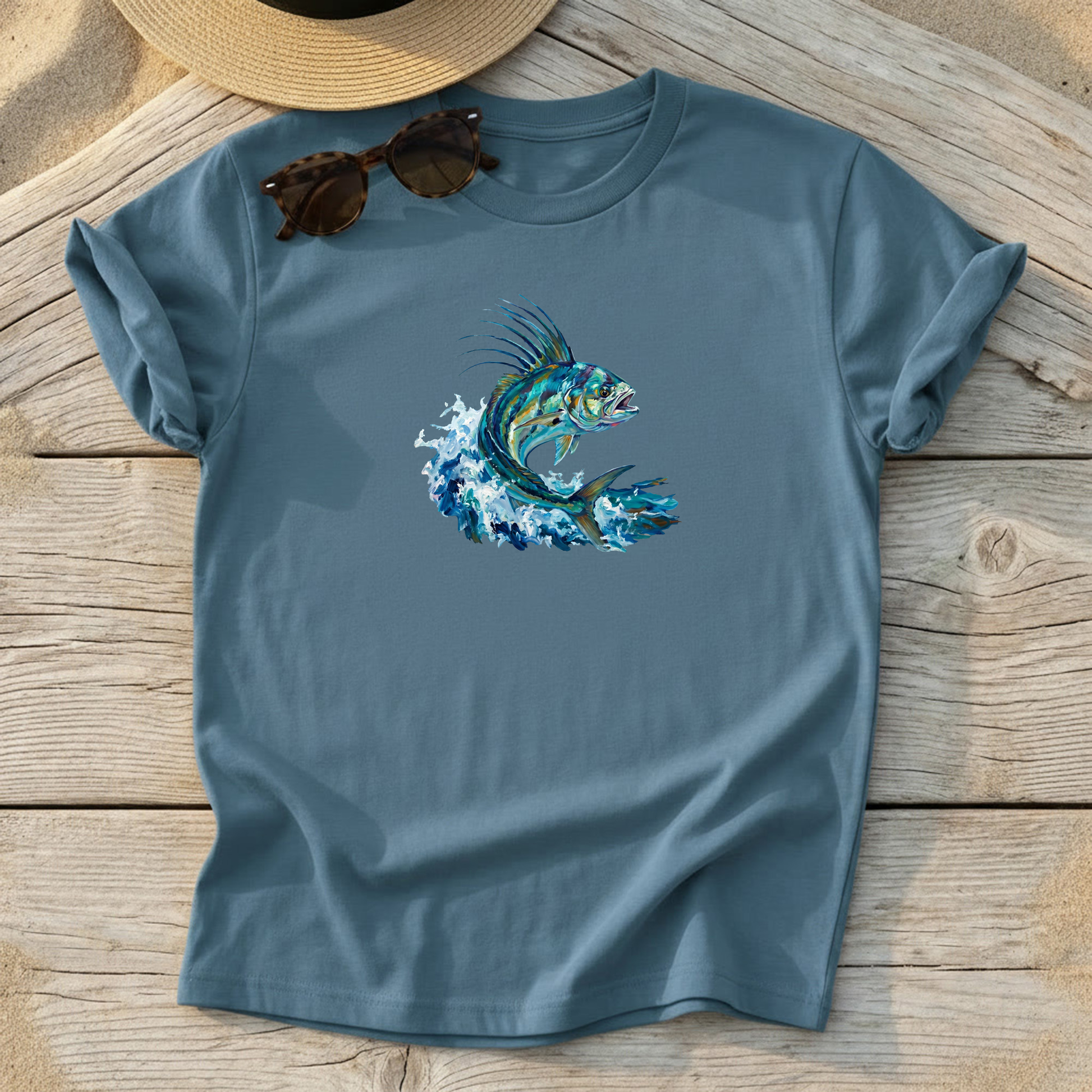 Roosterfish Tee — sport fishing shirt, coastal roosterfish apparel, Love My Oceans