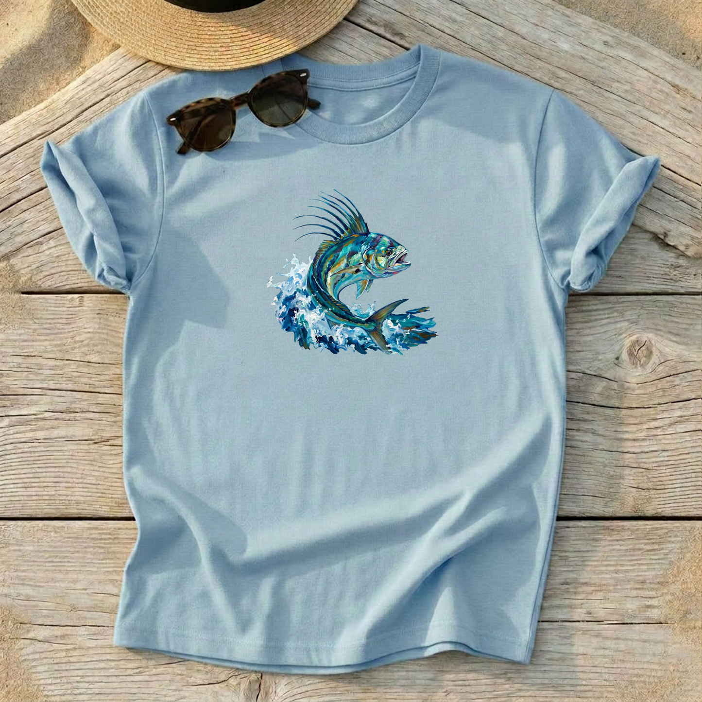 Roosterfish Tee — sport fishing shirt, coastal roosterfish apparel, Love My Oceans