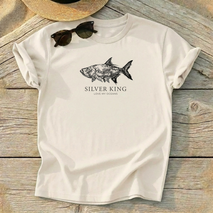 Silver King Tarpon Tee — tarpon fly fishing shirt, Silver King coastal apparel, Love My Oceans