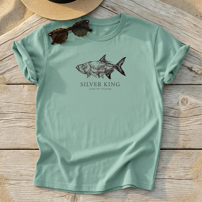 Silver King Tarpon Tee — tarpon fly fishing shirt, Silver King coastal apparel, Love My Oceans