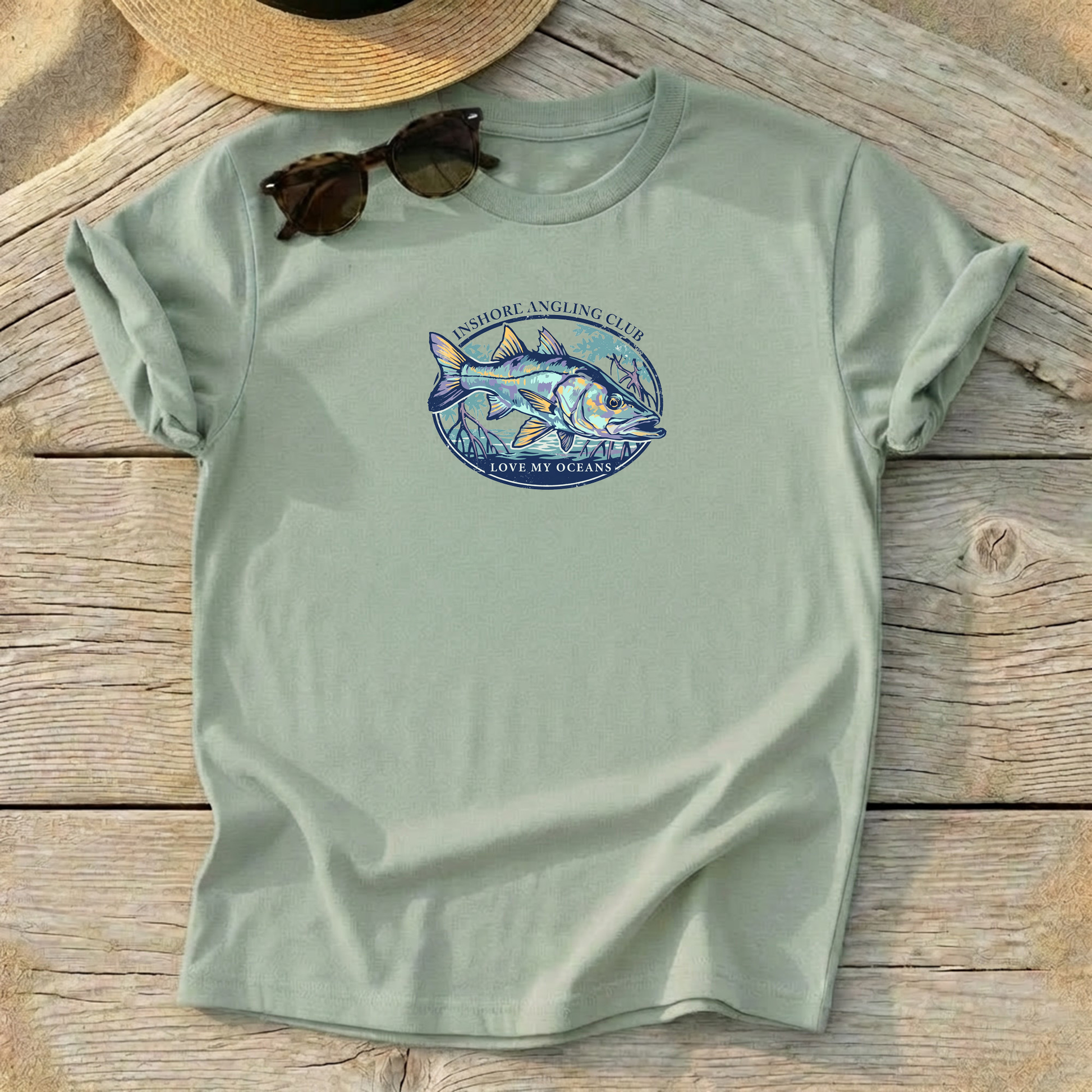 Inshore Angling Club Snook Tee — inshore snook fishing shirt, coastal apparel, Love My Oceans