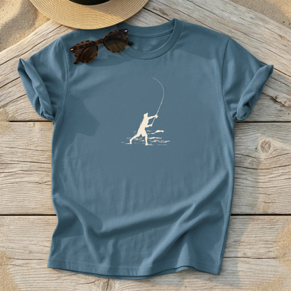 Surfcast Silhouette Tee — surf fishing silhouette shirt, coastal apparel, Love My Oceans