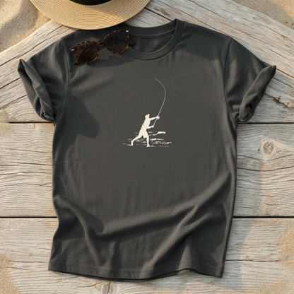 Surfcast Silhouette Tee — surf fishing silhouette shirt, coastal apparel, Love My Oceans