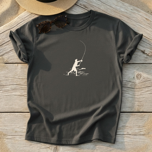 Surfcast Silhouette Tee — surf fishing silhouette shirt, coastal apparel, Love My Oceans