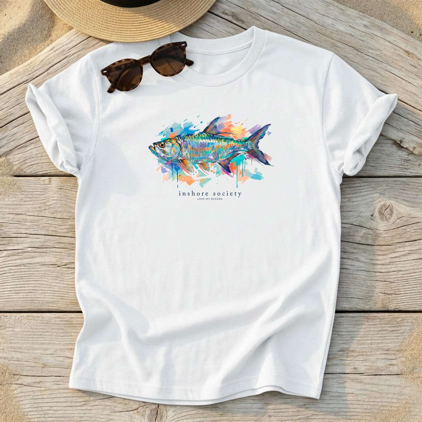 Inshore Society Tarpon Tee — tarpon fly fishing shirt, saltwater flats apparel, Love My Oceans