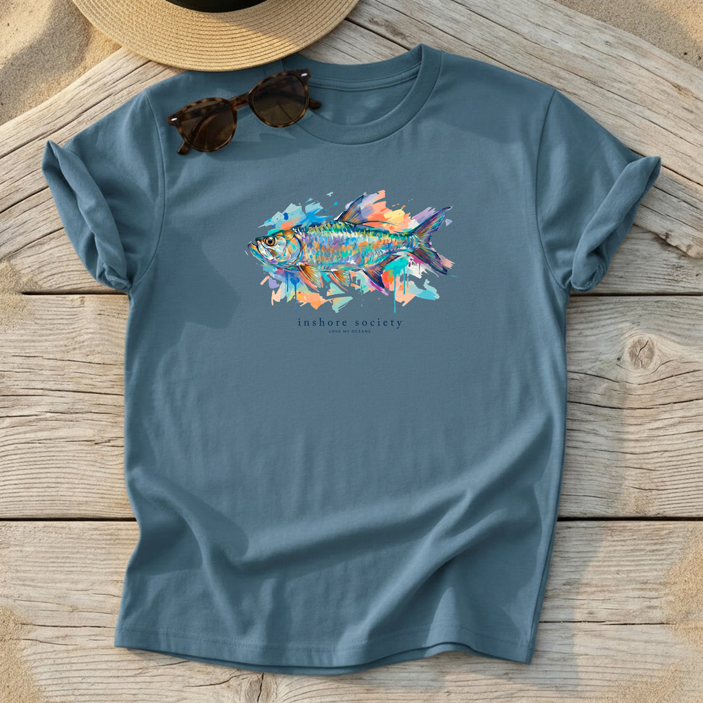 Inshore Society Tarpon Tee — tarpon fly fishing shirt, saltwater flats apparel, Love My Oceans