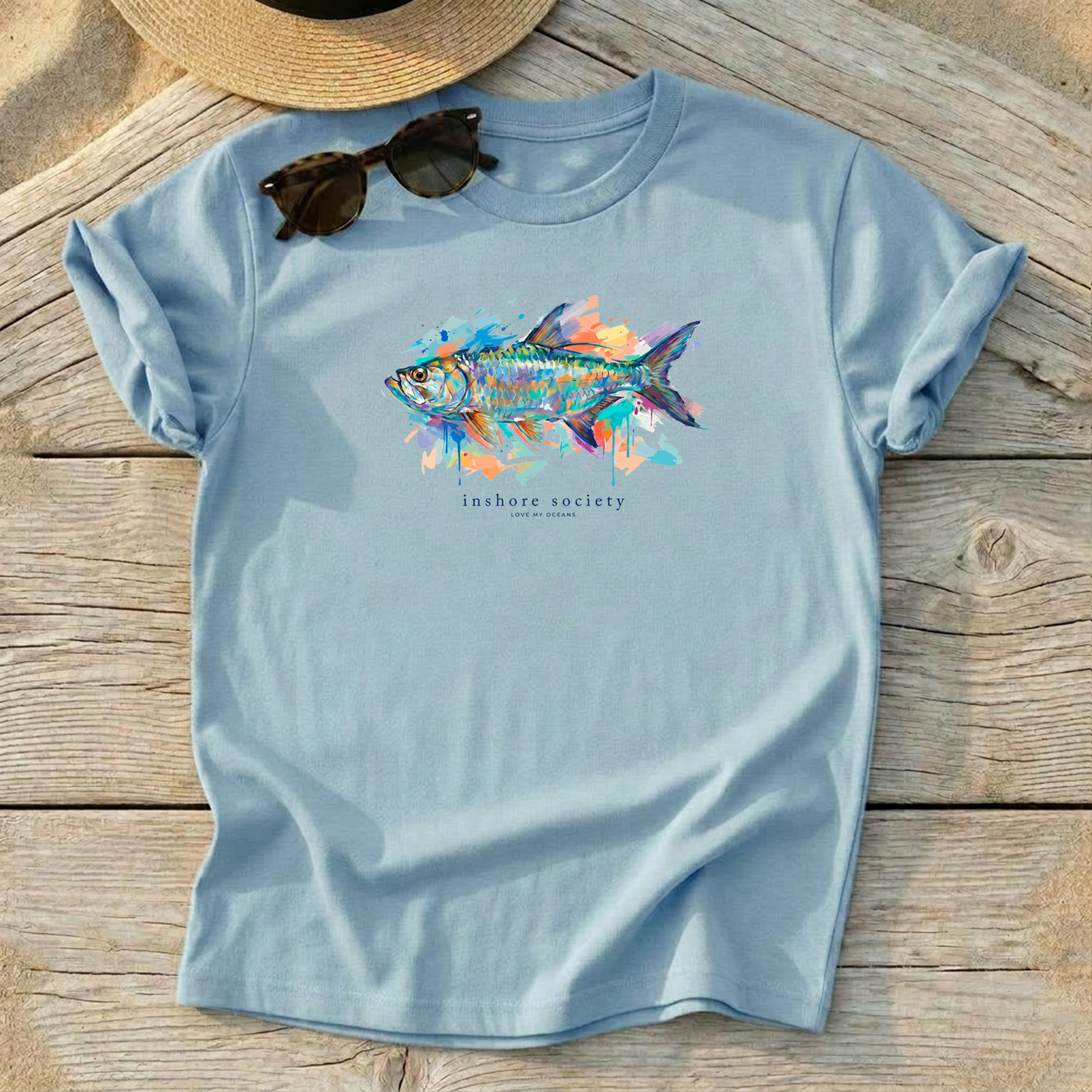 Inshore Society Tarpon Tee — tarpon fly fishing shirt, saltwater flats apparel, Love My Oceans