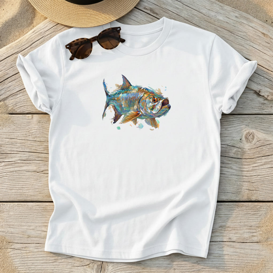 Lone Tarpon Art Tee — tarpon fishing shirt, saltwater coastal apparel, Love My Oceans
