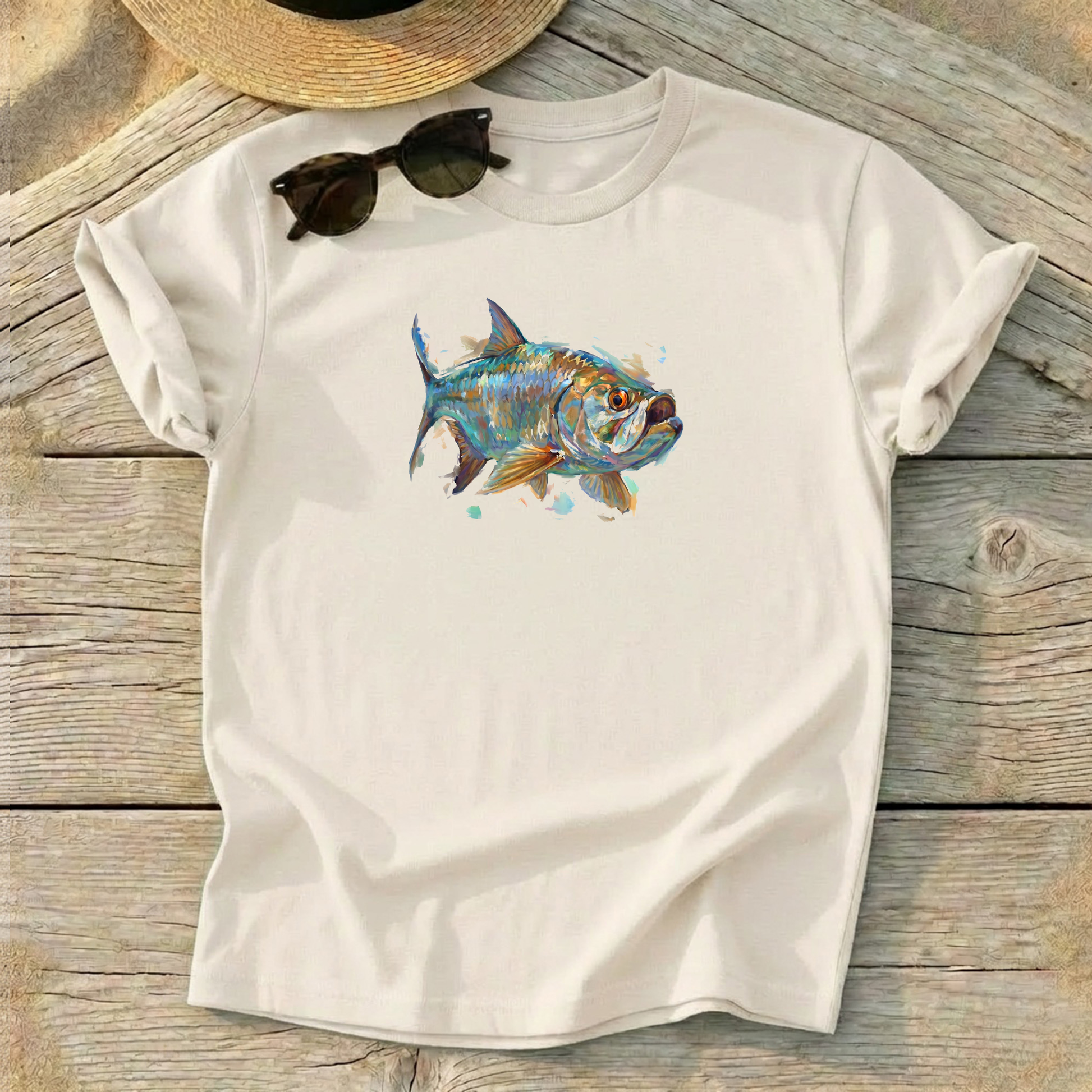 Lone Tarpon Art Tee — tarpon fishing shirt, saltwater coastal apparel, Love My Oceans
