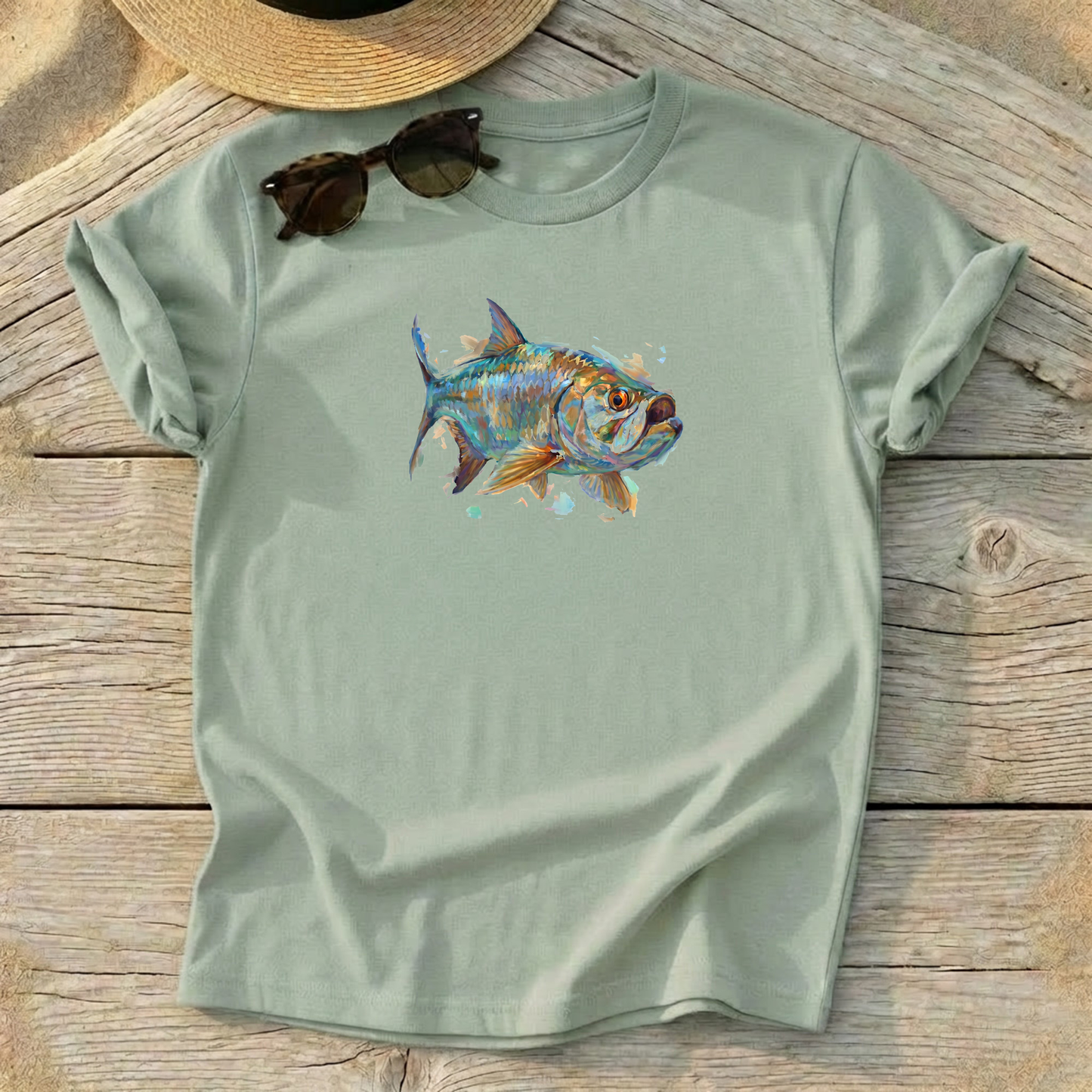 Lone Tarpon Art Tee — tarpon fishing shirt, saltwater coastal apparel, Love My Oceans