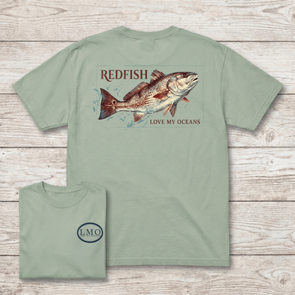 Redfish Badge Tee | Back Print Inshore Fishing Shirt