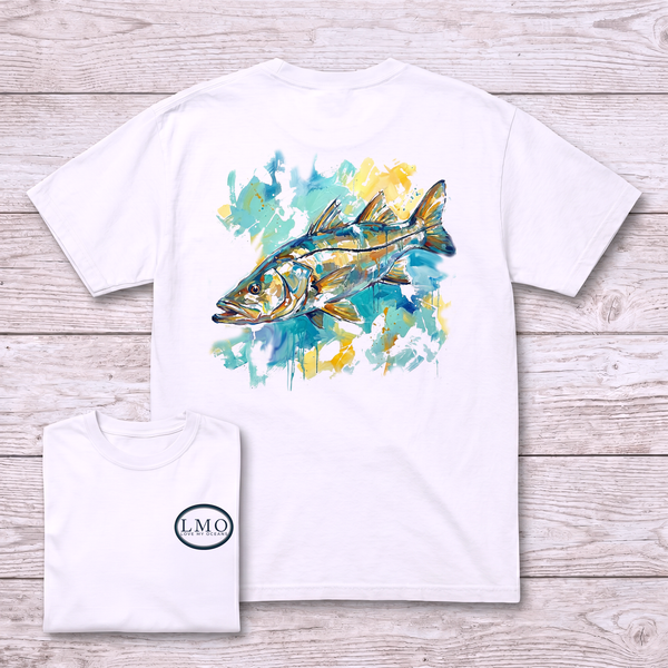 Snook Watercolor Tee | Back Print Inshore Fishing Shirt