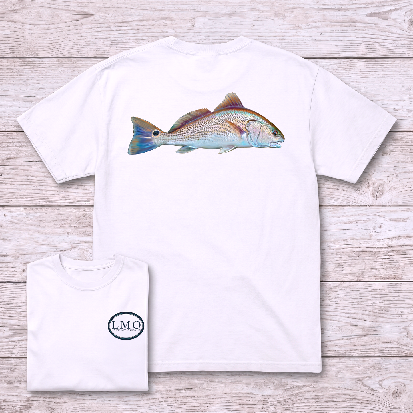 Copper & Chrome Redfish Tee | Inshore Fishing Shirt | Love My Oceans