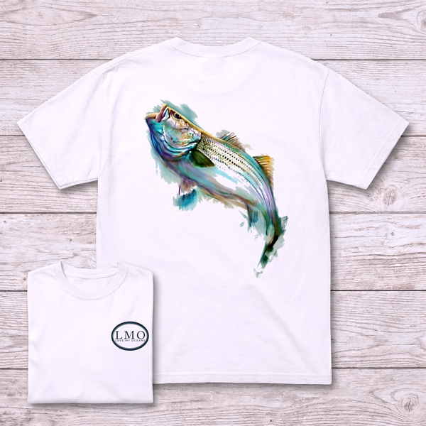 The Blitz Striper Tee | Striped Bass Fishing Shirt | Love My Oceans