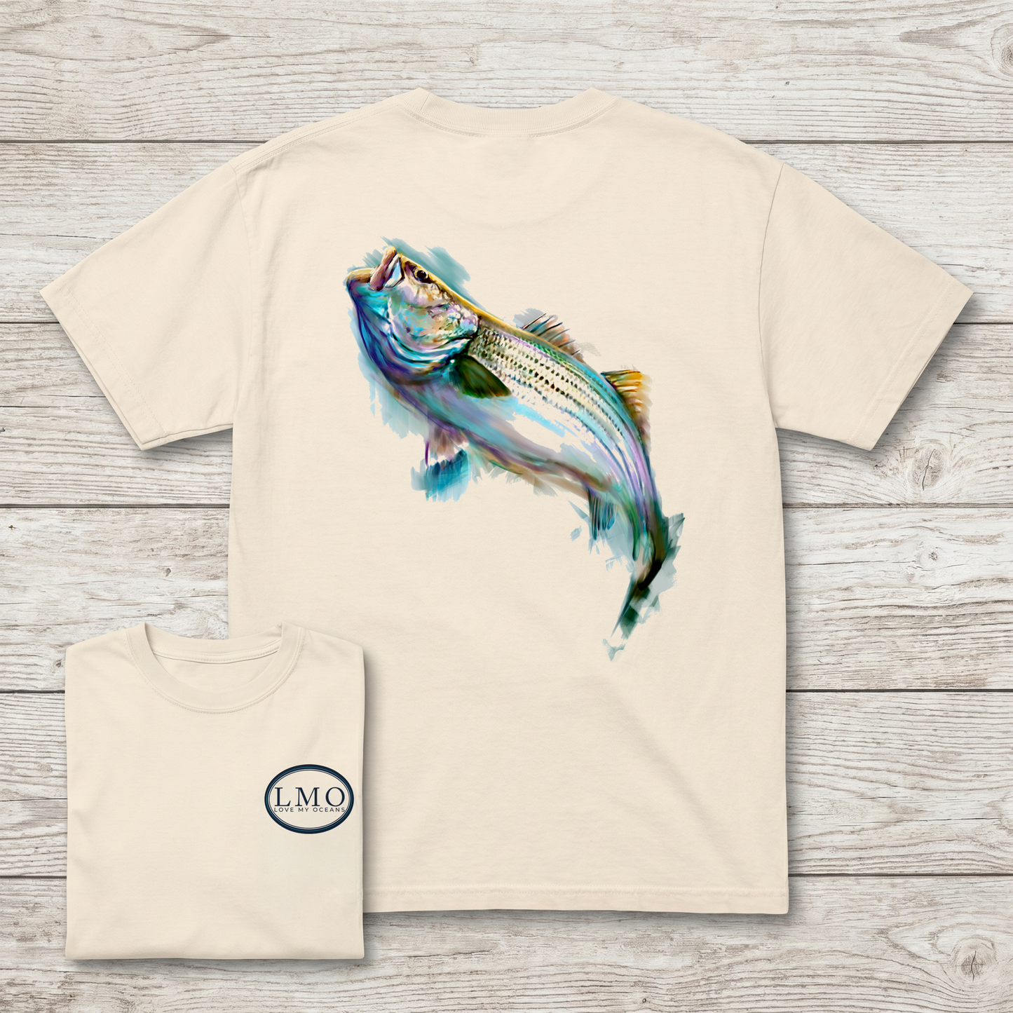 The Blitz Striper Tee | Striped Bass Fishing Shirt | Love My Oceans