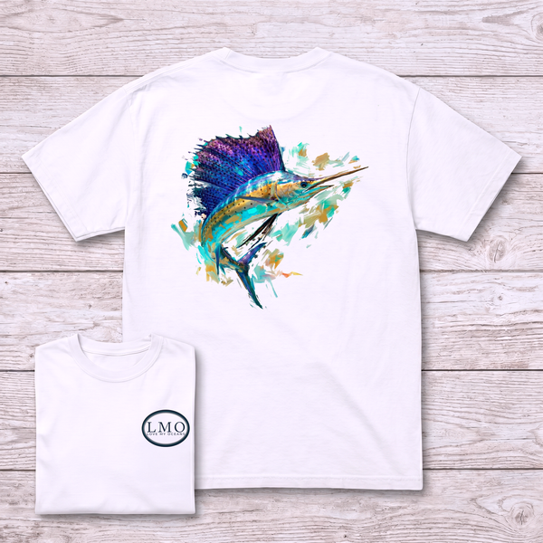 Lit Up | Sailfish Art Tee | Offshore Fishing Shirt | Love My Oceans