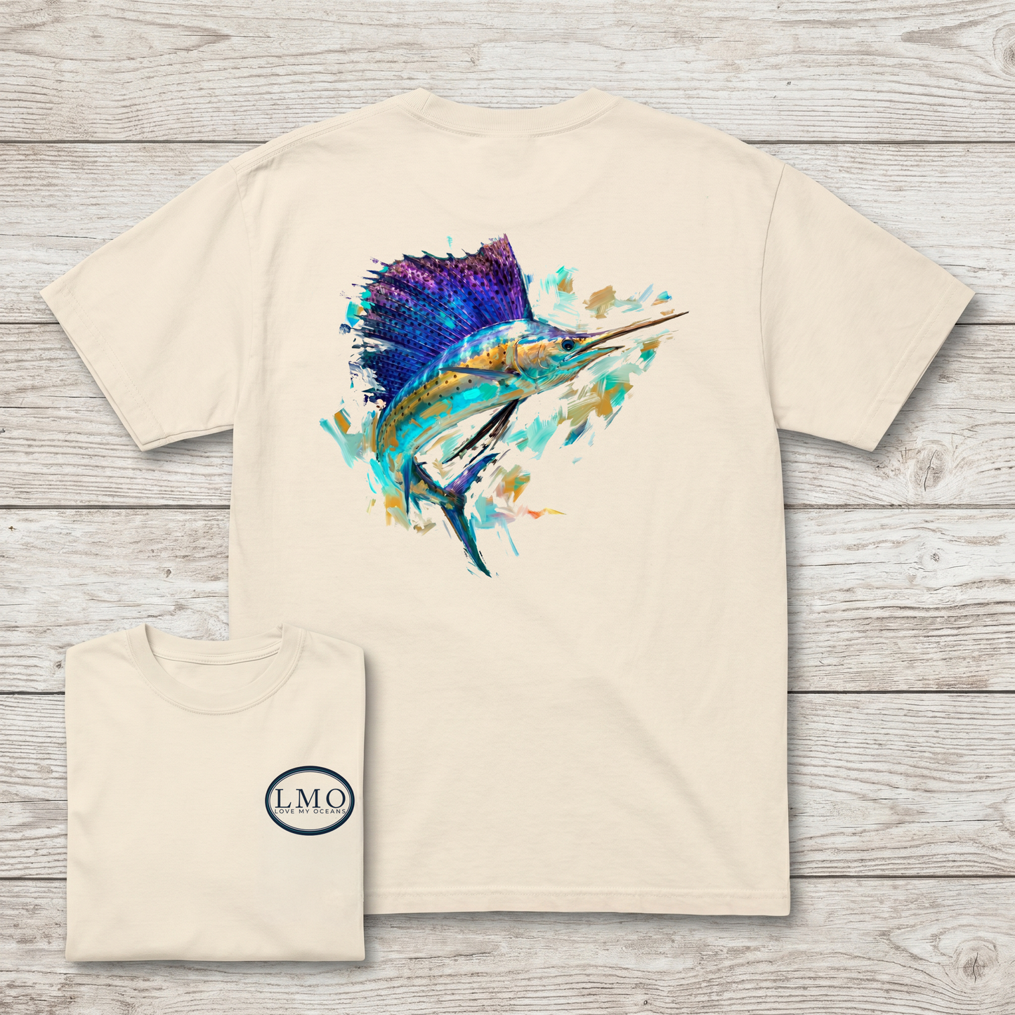 Lit Up | Sailfish Art Tee | Offshore Fishing Shirt | Love My Oceans