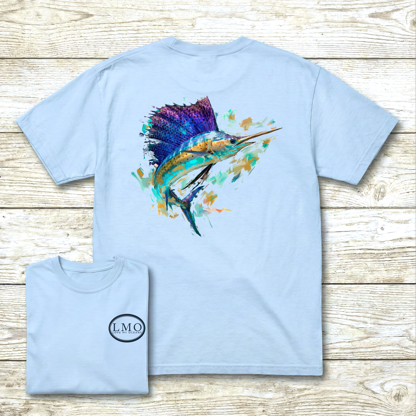 Lit Up | Sailfish Art Tee | Offshore Fishing Shirt | Love My Oceans