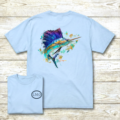 Lit Up | Sailfish Art Tee | Offshore Fishing Shirt | Love My Oceans