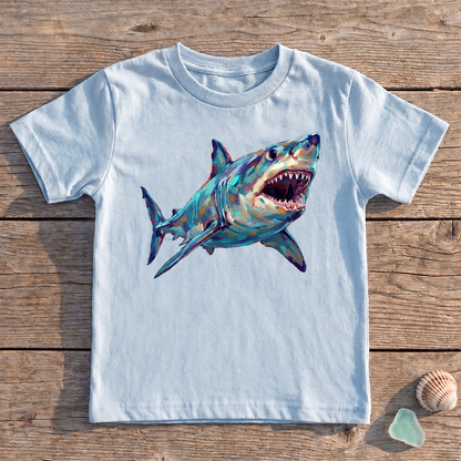 Kids Great White Shark T-Shirt | Original Painted Art