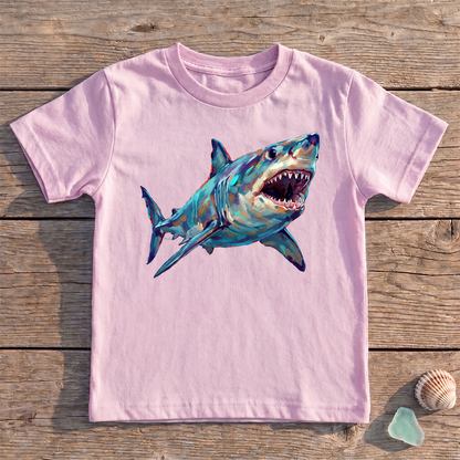 Kids Great White Shark T-Shirt | Original Painted Art