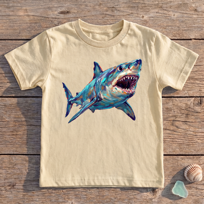 Kids Great White Shark T-Shirt | Original Painted Art