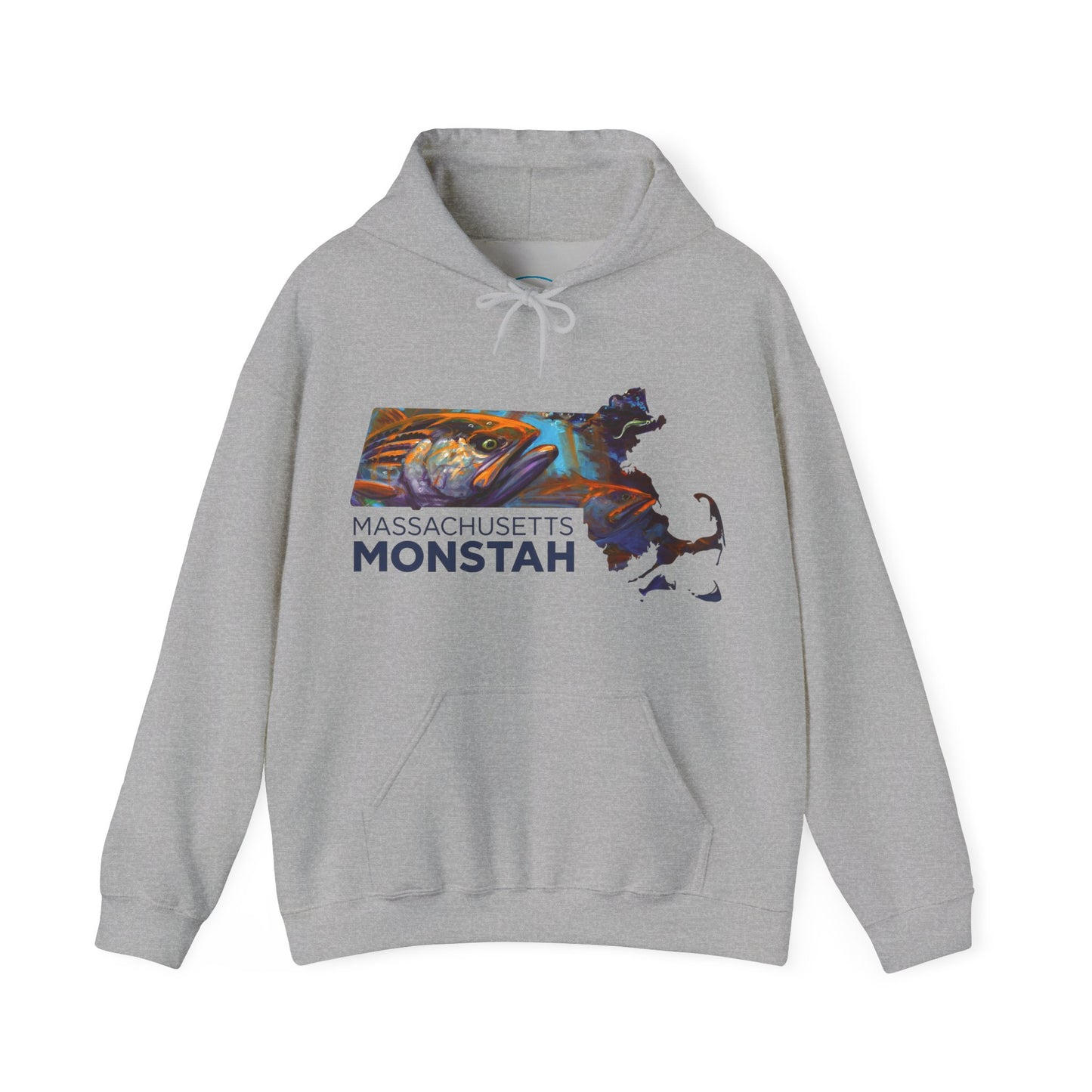 Massachusetts Monstah, Striped Bass, Aggressive Intentions Hooded Sweatshirt - Love My Oceans Hoodie