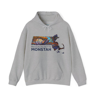 Massachusetts Monstah, Striped Bass, Aggressive Intentions Hooded Sweatshirt - Love My Oceans Hoodie